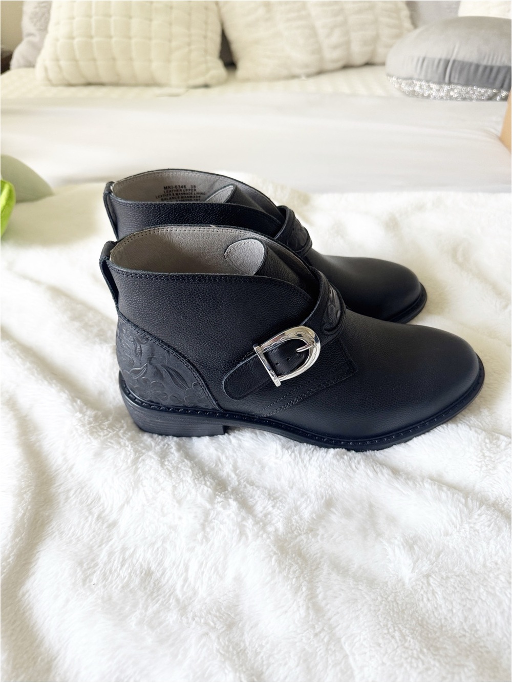 Alegria Mikki Loretta Crow black silver buckle make Boots leather size 38/8 NWOT - Picture 2 of 9
